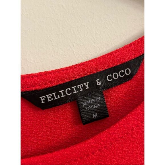 Felicity & Coco red shift dress flutter sleeves cold shoulders M holiday - Picture 3 of 8